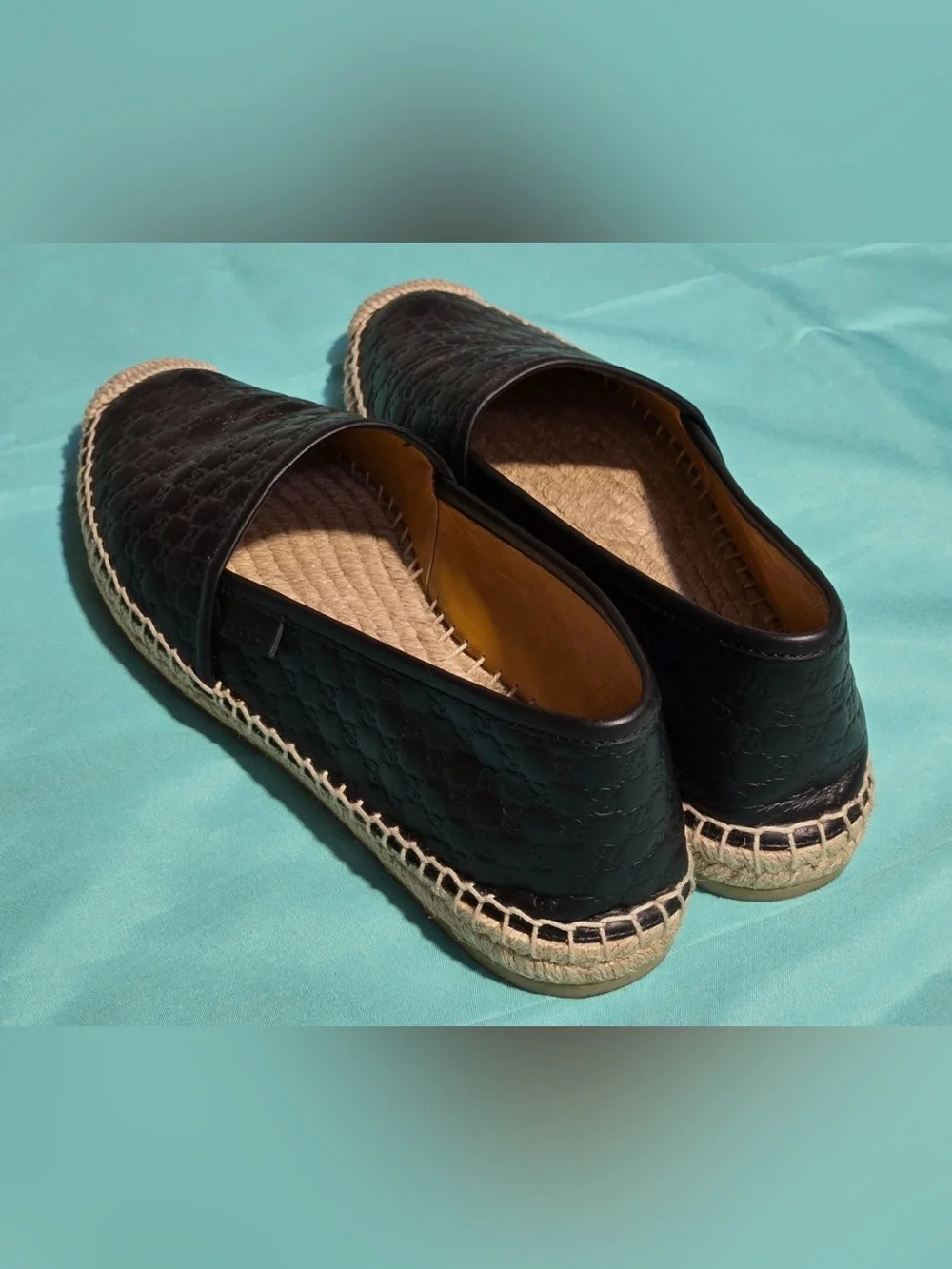 Gucci Microguccissima Leather Espadriles Black Size 9